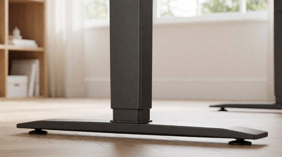 Square three-stage steel leg and long foot of a sturdy standing desk frame